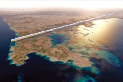 The Line, a linear smart city under construction in Neom, Saudi Arabia