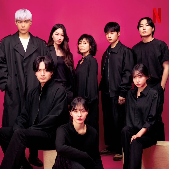 Casts of Squid Game Season 2: Choi Seung-hyun (from left), Lee Jin-uk, Won Ji-an, Park Gyu-young, Kang Ae-sim, Lee David, Jo Yu-ri, Roh Jae-won (Courtesy of Netflix)