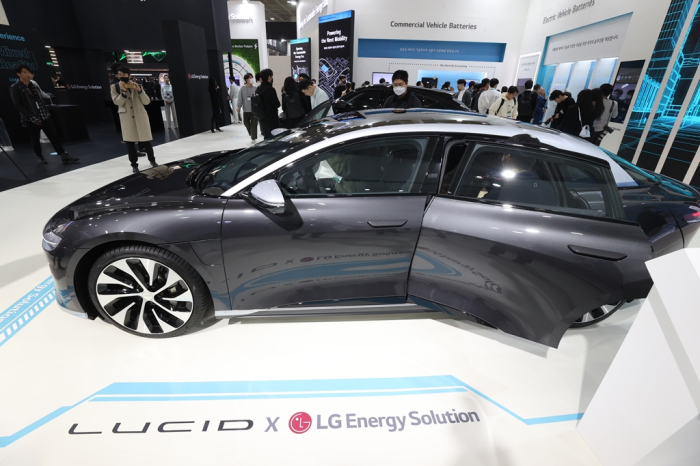 A　Lucid　EV　equipped　with　LG　Energy　Solution　battery　cells　at　Interbattery　2023