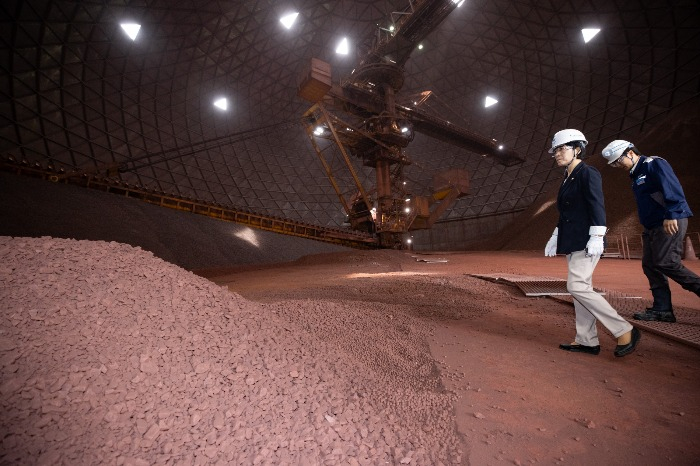 A Hyundai Steel iron ore storage facility at the company's Dangjin plant