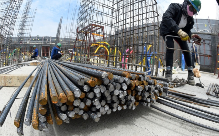 Reinforcing　bars　at　a　construction　site　in　South　Korea　(File　photo)