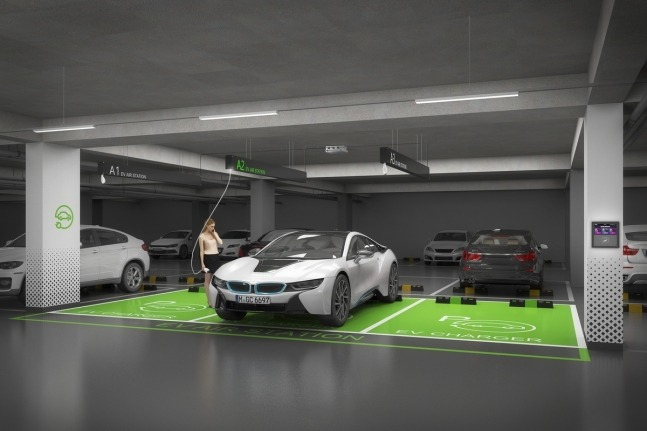 LG　Uplus,　Hanwha　unveil　ceiling-mounted　EV　charging　system