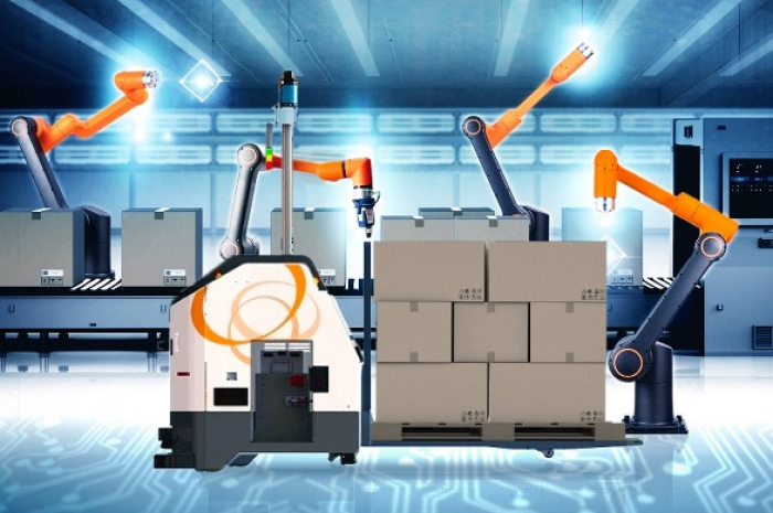 Hanwha/Momentum's　automated　guided　vehicle　(AGV)　(Courtesy　of　Hanwha)