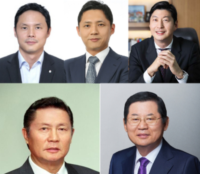 Samyang Tongsang CEO Hur Joon-hong, GS Executive Vice President Hur Seo-hong, GS Caltex CEO Hur Sae-hong, GS Caltex Honorary Chairman Hur Dong-soo, Samyang International Chairman Hur Kwang-soo (clockwise from top left)