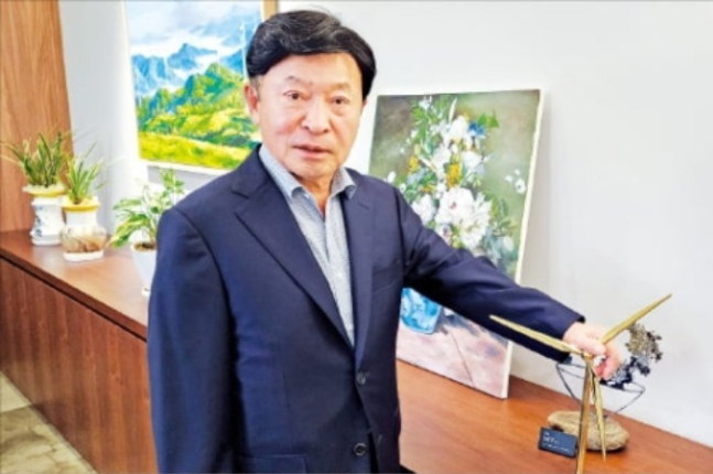 CS Wind's CEO Gim Seung-gon in his office at the company's headquarters in Seoul, Korea