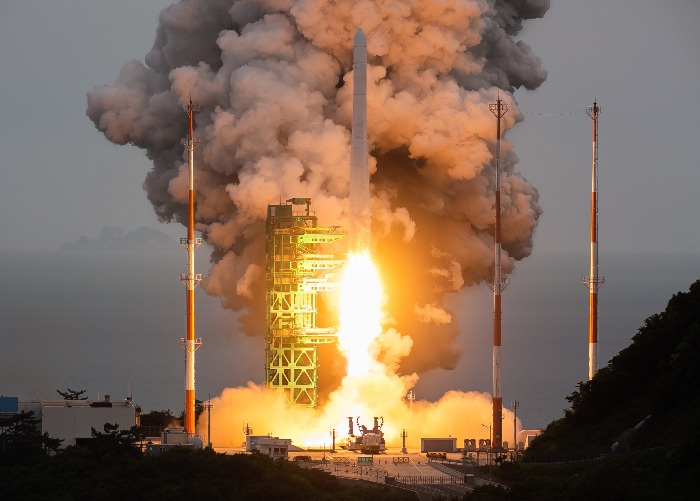 KAI's three-stage-to-orbit space rocket Nuri lifting off for its third launch on May 25, 2023