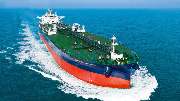 A 157,000 DWT crude oil tanker built by Hyundai Samho Heavy Industries (Courtesy of Hyundai Samho)