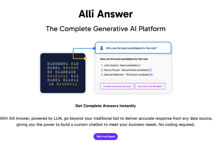 Alli Answer by Allganize (Screen capture from the Allganize website)