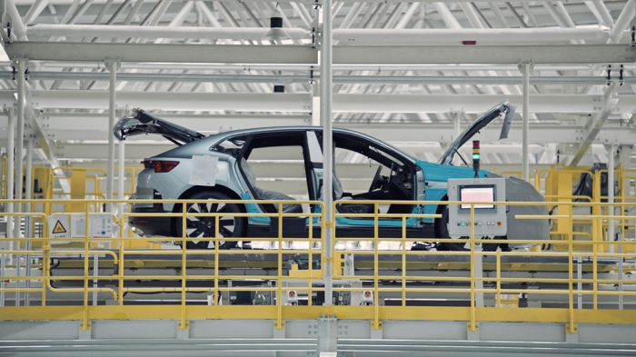 The Polestar 4 on an assembly line