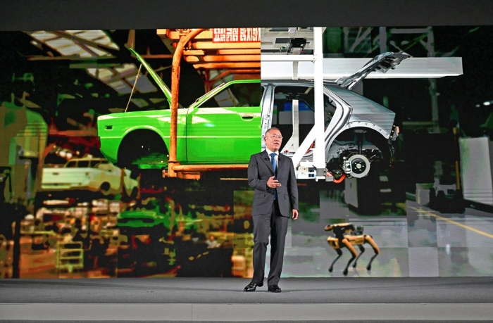 Hyundai Motor Group Chairman Chung Euisun speaks at the groundbreaking ceremony for a dedicated EV factory in Ulsan on Nov. 13, 2023 (Courtesy of Hyundai)