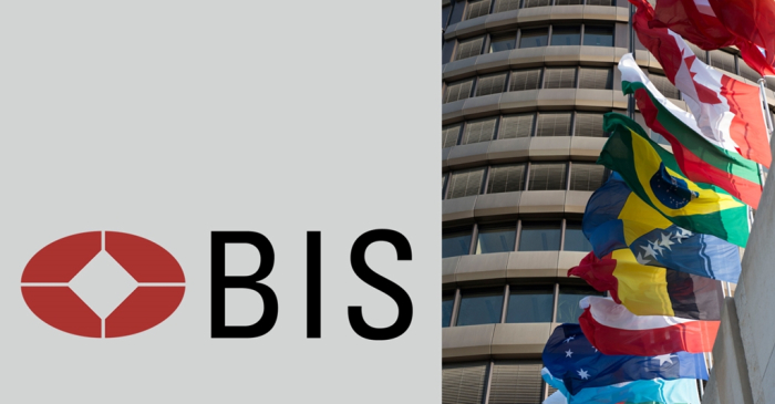 Logo of the Bank for International Settlements (BIS) at its headquarters in Basel, Switzerland