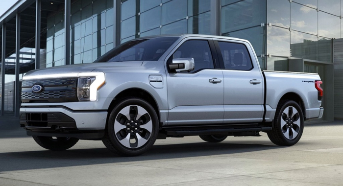 The Ford F-150 Lightning equipped with SK On’s batteries (File photo provided by SK On)