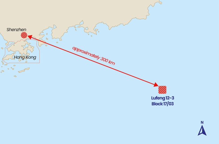 Location　of　SK's　Lufeng　12-3　oil　field　in　the　South　China　Sea