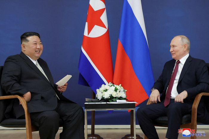North　Korean　leader　Kim　Jong　Un　met　with　Russian　President　Vladimir　Putin　in　Russia　in　September. PHOTO: KCNA/REUTERS