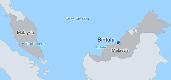 The　location　of　a　green　hydrogen　development　project　led　by　Samsung　Engineering　in　Sarawak,　eastern　Malaysia