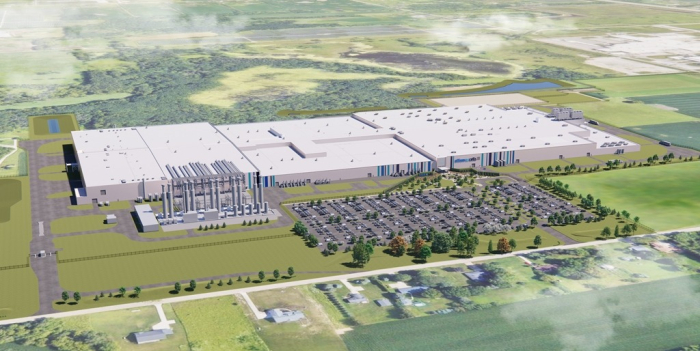 Early conceptual rendering of Ultium Cells LLC battery cell manufacturing facility under construction in Lansing, Michigan (Courtesy of Ultium Cells)