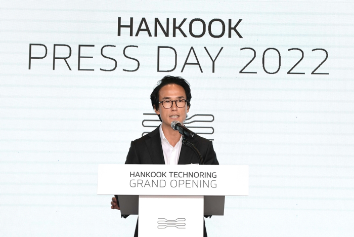Hankook Tire Chairman Cho Hyun-bum at the opening ceremony of Hankook Technoring, its proving ground, in 2022