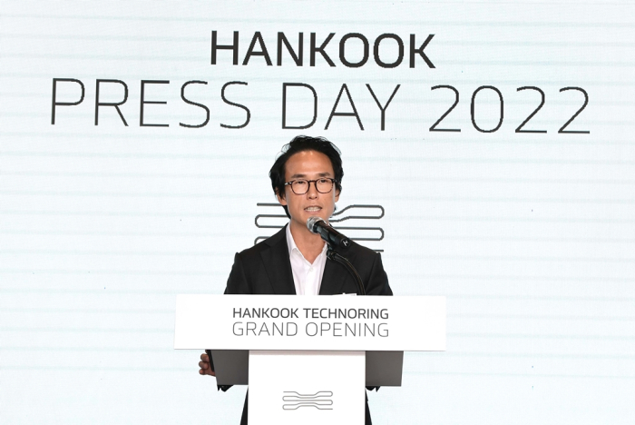 Hankook　Tire　Chairman　Cho　Hyun-bum　at　the　opening　ceremony　of　Hankook　Technoring,　its　proving　ground,　in　2022