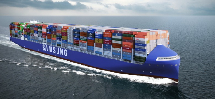 A　Samsung　Heavy　Industries'　container　ship