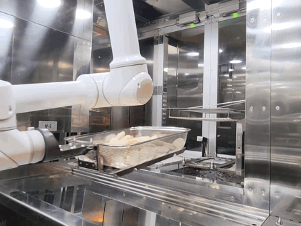 A robot fries food