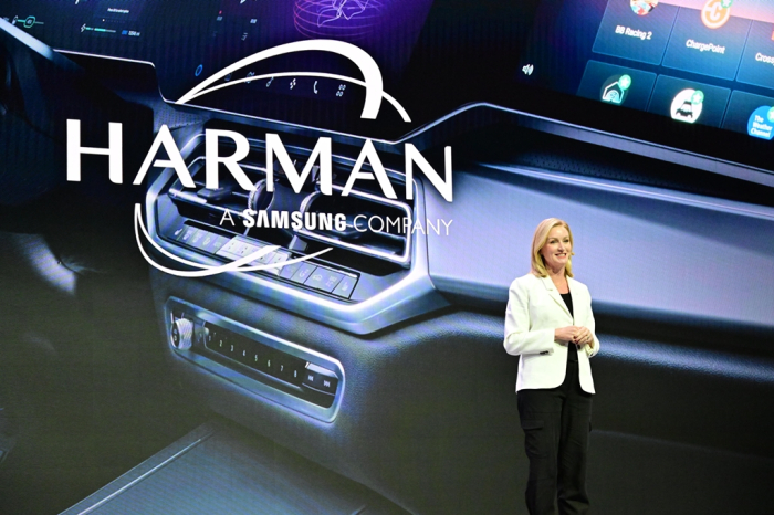 Michelle　Gattuso,　vice　president　of　Product　Management　at　Harman,　unveils　new　Ready　products　at　CES　2024
