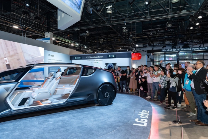 LG Electronics showcases automotive technology including chargers at CES 2024 in Las Vegas (Courtesy of LG’s official X)