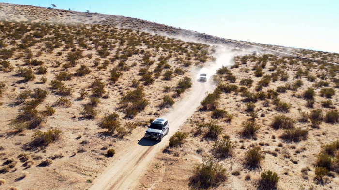 Kia SUVs undergo a safety test at Hyundai Motor's California Proving Ground in the Mojave Desert