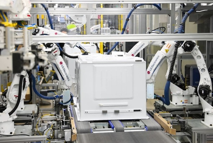 The interior of LG Electronics' smart factory at LG Smart Park in Changwon
