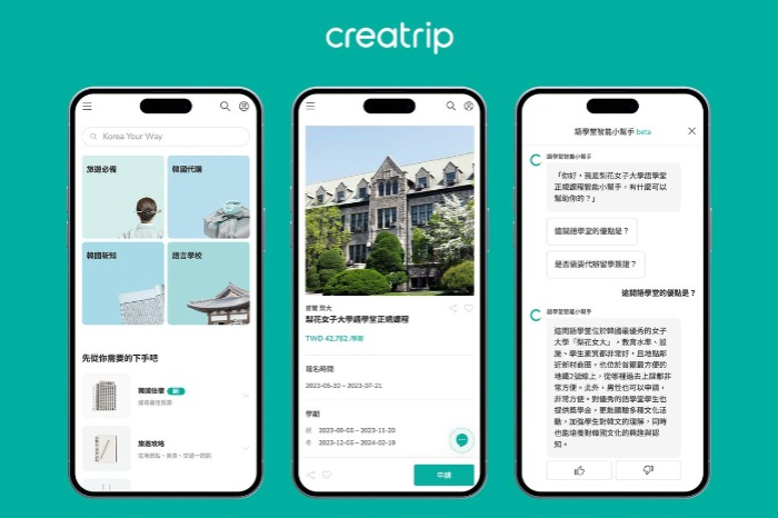 Creatrip's　Korean　language　school　information　chatbot　service　(Courtesy　of　Creatrip)