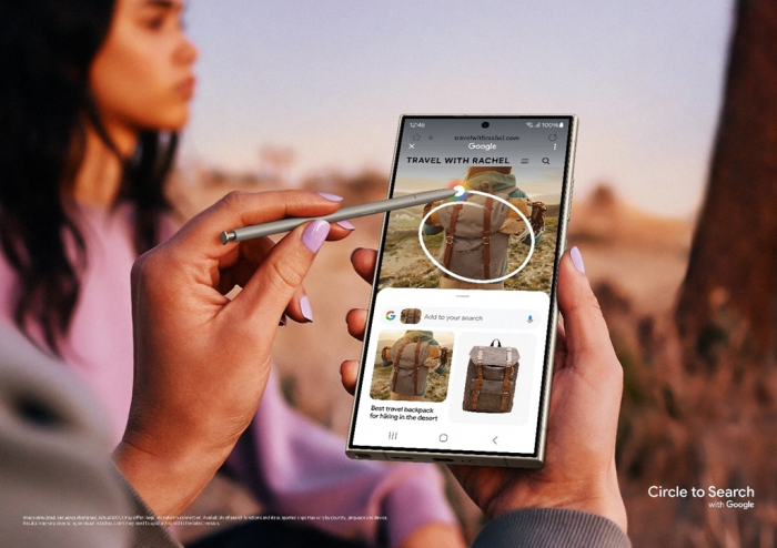 Samsung Galaxy S24 smartphone's Circle to Search function demonstrated at Galaxy Unpacked 2024