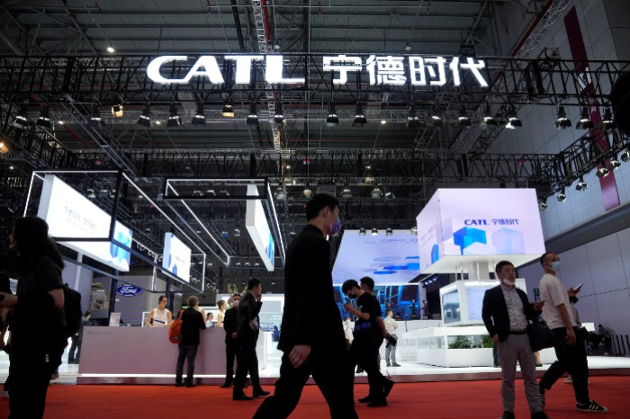 Chinese battery maker Contemporary Amperex Technology Co. Limited (CATL) at the Auto Shanghai show, in Shanghai, China April 18, 2023 (Courtesy of Reuters via Yonhap)