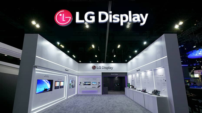 LG Display's OLED screens displayed at an exhibition booth in Korea in January