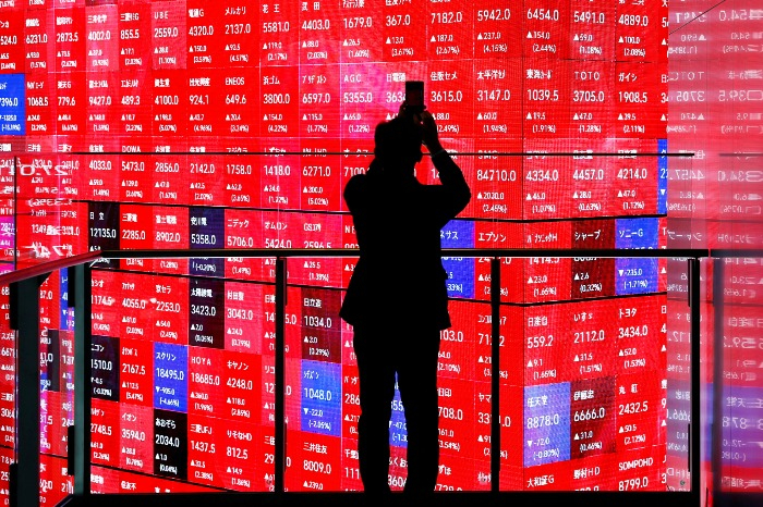 Tokyo　Stock　Exchange　on　Feb.　16,　2024　(Courtesy　of　Reuters　via　Yonhap)