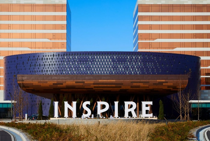 The main entrance of Mohegan Inspire Entertainment Resort on Yeongjong Island (Courtesy of Mohegan Inspire)