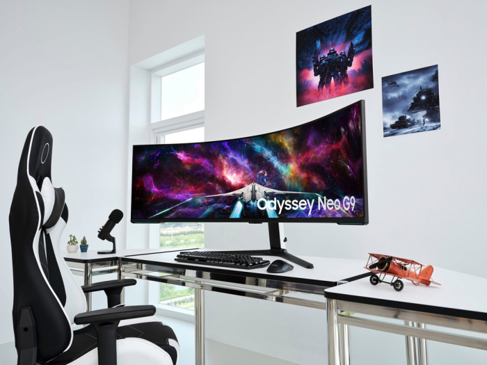 Equaling the size of two 32-inch UHD monitors, the Samsung Odyssey Neo G9 is ideal for multitasking