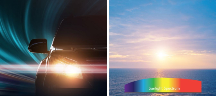 Seoul Semiconductor's patented tech for heat dissipation LED package (left) and patented tech for a lighting solution that sets brightness and color over time