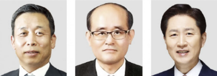Yoon Byung-un, NH Investment's vice CEO (left), Yoo Chan-hyung, National Agriculture Cooperative Federation's former vice chairman, Sa Jae Hun, Samsung Securities' former vice president