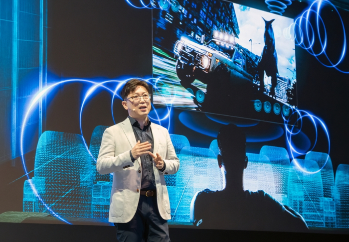 Samsung Electronics Visual Display Chief Yong Seok-woo unveils its 2024 OLED, Neo QLED 8K TV lineup at the company's Unbox & Discover 2024 event in Seoul