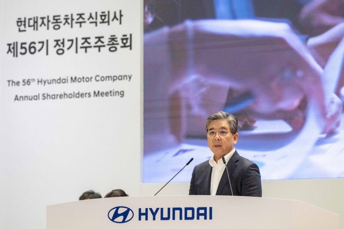 Hyundai Motor CEO Chang Jae-hoon at the carmaker's annual general meeting on March 21, 2024