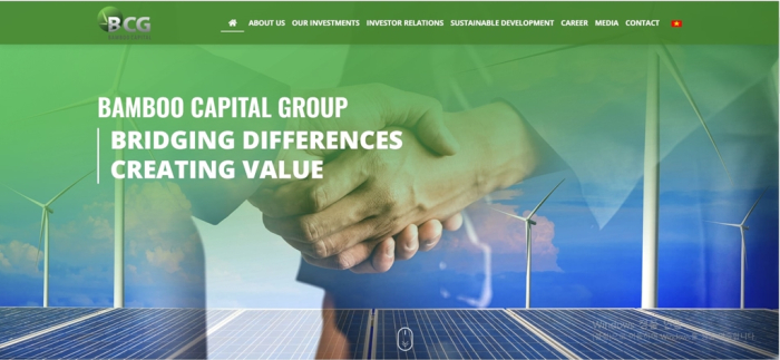 BCG　Energy　(BCGE),　a　wholly　owned　subsidiary　of　Vietnam's　Bamboo　Capital　Group,　is　a　major　Vietnamese　 wind　and　solar　power　energy　developer　(Screenshot　from　BCG's　website)