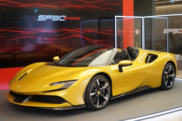 The SF90 Spider, Ferrari’s PHEV, on display in Seoul (File photo)