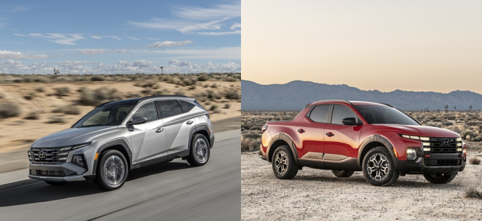 The　2025　Tucson　(left)　and　the　2025　Hyundai　Santa　Cruz　XRT　(Courtesy　of　Hyundai　Motor　America)