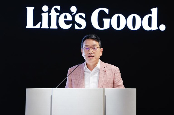 LG Electronics CEO Cho Joo-wan presides over a general shareholder meeting on March 26, 2024