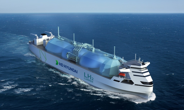 Infineon and HD KSOE jointly work on power solutions creating eco-friendly propulsion drives for ships that use electricity and hydrogen as shown in this concept design of a liquid hydrogen carrier by HD KSOE (Courtesy of HD KSOE)