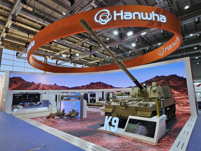 Hanwha Aerospace and Hanwha Systems showcase the K9 self-propelled howitzer at World Defense Show 2024 held in Riyadh, Saudi Arabia