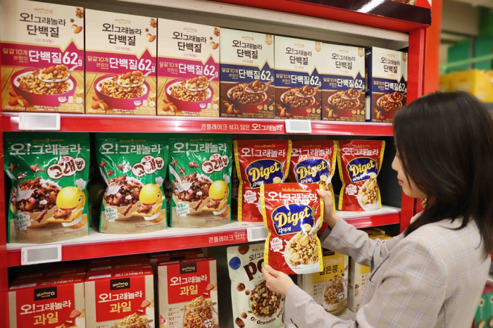 Orion's　granola　cereal　products　at　a　supermarket　in　Seoul