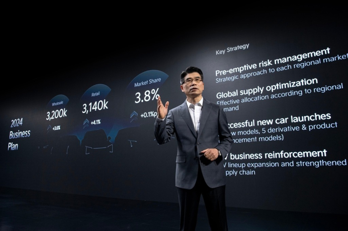 Kia Chief Executive Song Ho-Sung speaks at its 2024 CEO Investor Day on April 5, 2024 in Seoul (Courtesy of Kia)