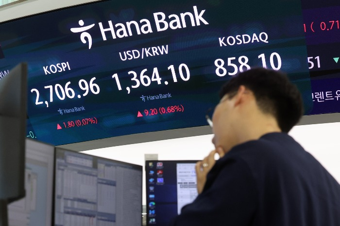 The　won　ended　local　trade　at　1,364.1　per　dollar　on　Thursday,　while　the　Kospi　and　Kosdaq　indexes　closed　steady