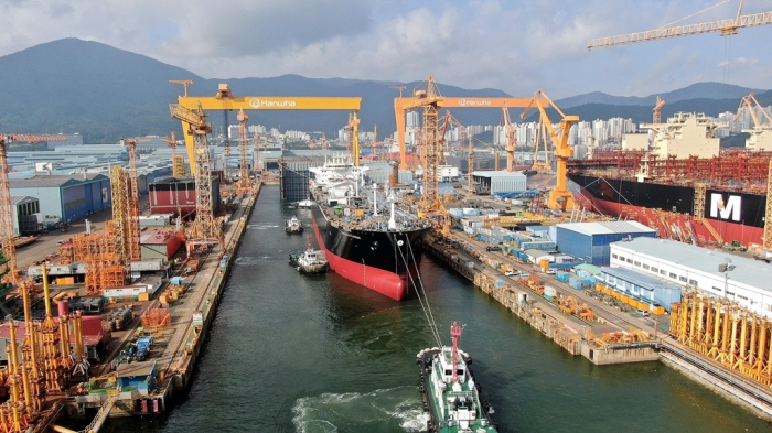 Hanwha　Ocean’s　shipyard　in　Geoje,　South　Gyeongsang,　South　Korea　(File　photo,　courtesy　of　Hanwha　Ocean)