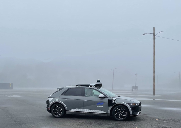 The Motional IONIQ 5 robotaxi in East Boston (File photo, courtesy of Motional)